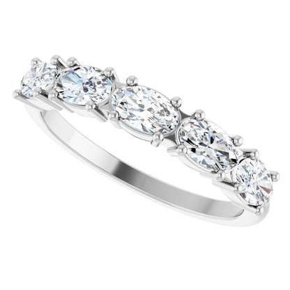9/10 Ctw Oval Lab-Grown Diamond Anniversary Band - White Gold - Lab Grown Diamond