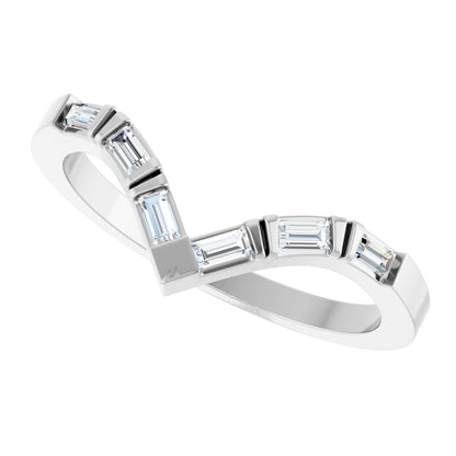 1/6 Ctw Straight Baguette Lab-Grown Diamond Contour Band - White Gold - Lab Grown Diamond