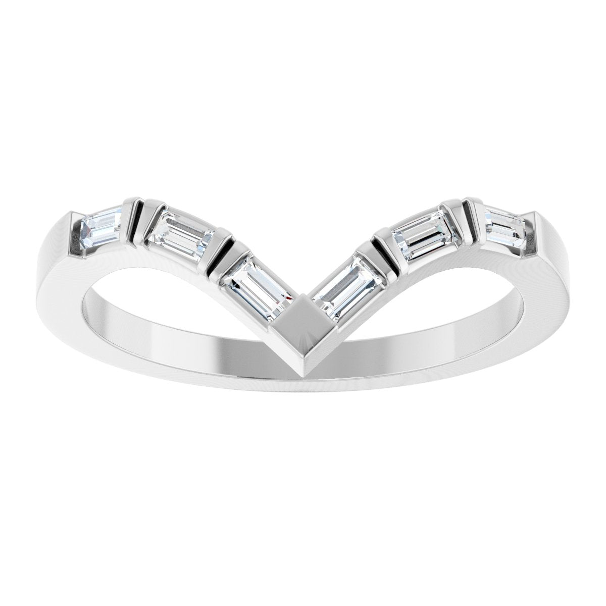 1/6 Ctw Straight Baguette Lab-Grown Diamond Contour Band - White Gold - Lab Grown Diamond
