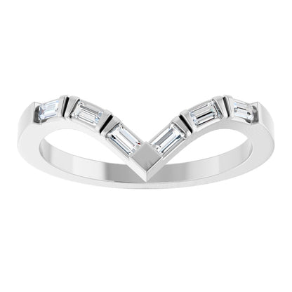 1/6 Ctw Straight Baguette Lab-Grown Diamond Contour Band - White Gold - Lab Grown Diamond