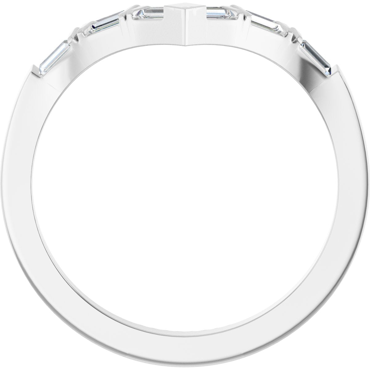 1/6 Ctw Straight Baguette Lab-Grown Diamond Contour Band - White Gold - Lab Grown Diamond