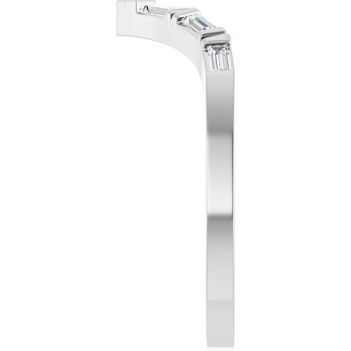 1/6 Ctw Straight Baguette Lab-Grown Diamond Contour Band - White Gold - Lab Grown Diamond