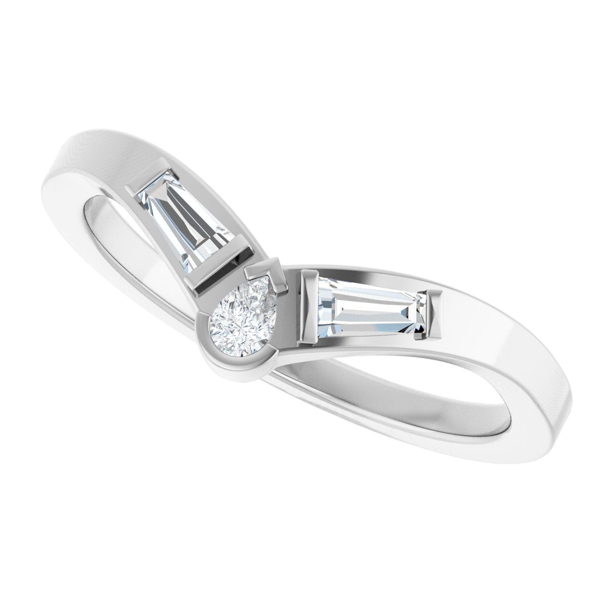 1/6 Ctw Pear Lab-Grown Diamond Contour Band - White Gold - Lab Grown Diamond