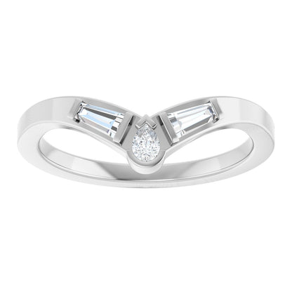 1/6 Ctw Pear Lab-Grown Diamond Contour Band - White Gold - Lab Grown Diamond