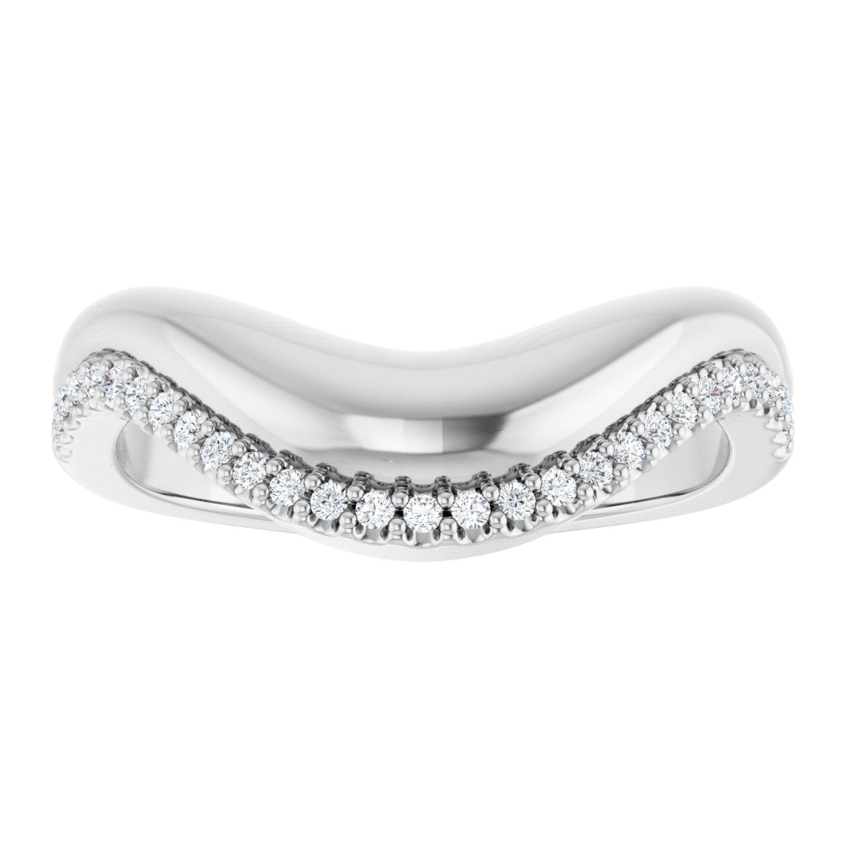 1/8 Ctw Lab-Grown Diamond Contour Band - White Gold - Lab Grown Diamond