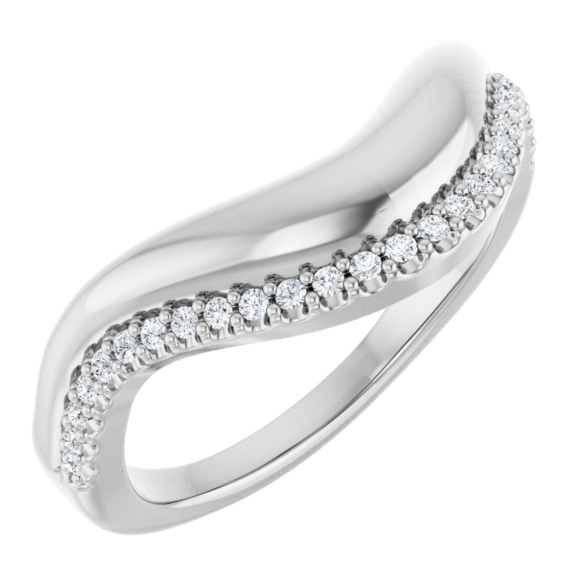 1/8 Ctw Lab-Grown Diamond Contour Band - White Gold - Lab Grown Diamond