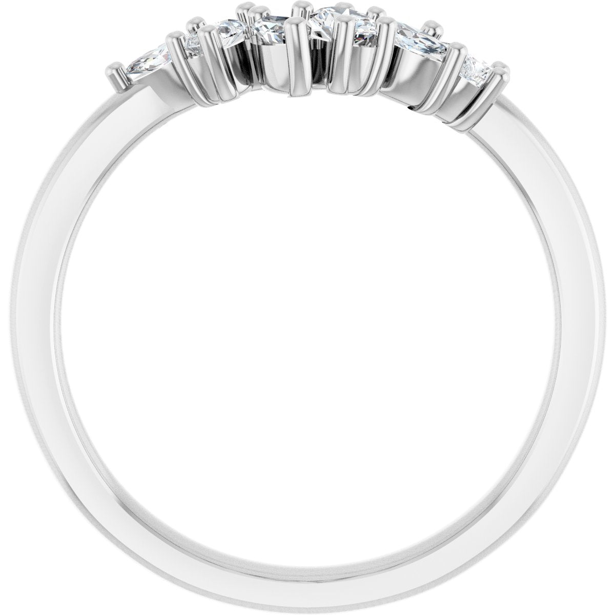 1/3 Ctw Oval Lab-Grown Diamond Contour Band - White Gold - Lab Grown Diamond