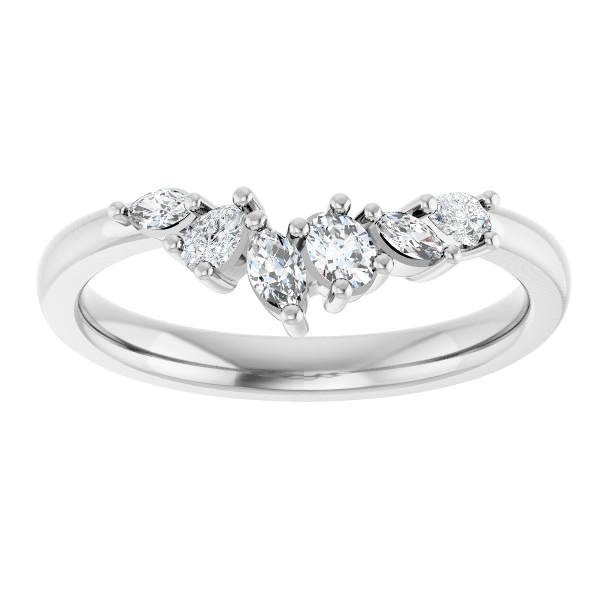 1/3 Ctw Oval Lab-Grown Diamond Contour Band - White Gold - Lab Grown Diamond