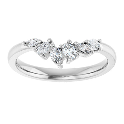 1/3 Ctw Oval Lab-Grown Diamond Contour Band - White Gold - Lab Grown Diamond
