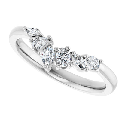 1/3 Ctw Oval Lab-Grown Diamond Contour Band - White Gold - Lab Grown Diamond