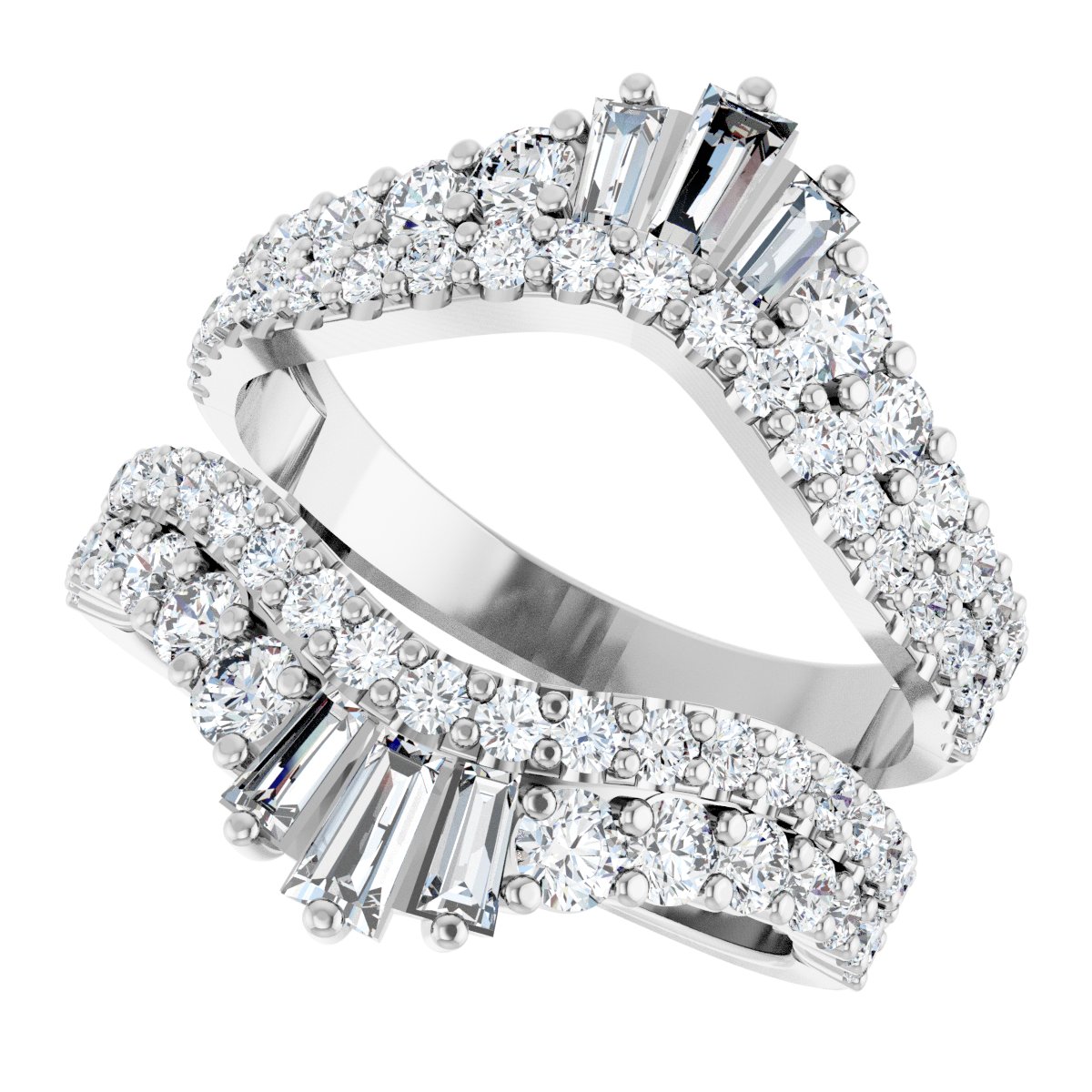 2 Ctw Straight Baguette Lab-Grown Diamond Ring Guard - White Gold - Lab Grown Diamond