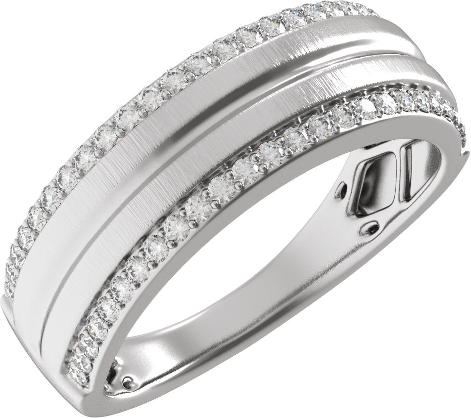 1/2 Ctw Lab Grown Diamond Half Round Accented Tapered Band