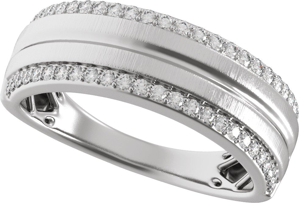1/2 Ctw Lab Grown Diamond Half Round Accented Tapered Band - White Gold - Lab Grown Diamond