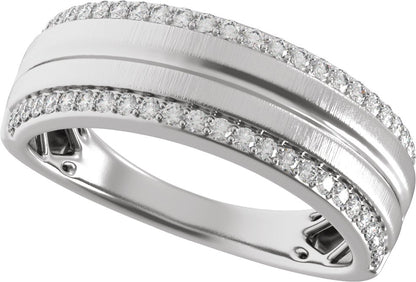 1/2 Ctw Lab Grown Diamond Half Round Accented Tapered Band - White Gold - Lab Grown Diamond