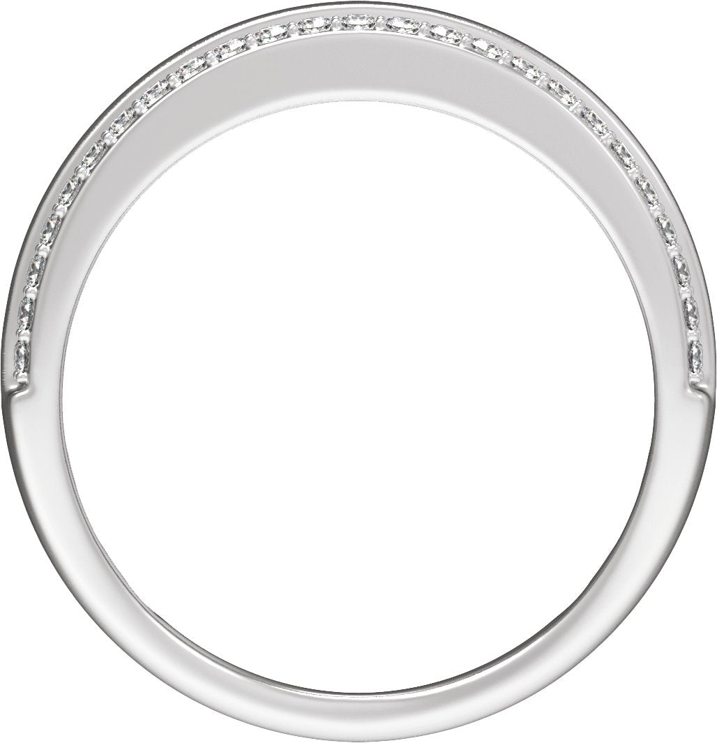 1/2 Ctw Lab Grown Diamond Half Round Accented Tapered Band - White Gold - Lab Grown Diamond