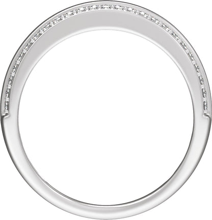 1/2 Ctw Lab Grown Diamond Half Round Accented Tapered Band - White Gold - Lab Grown Diamond