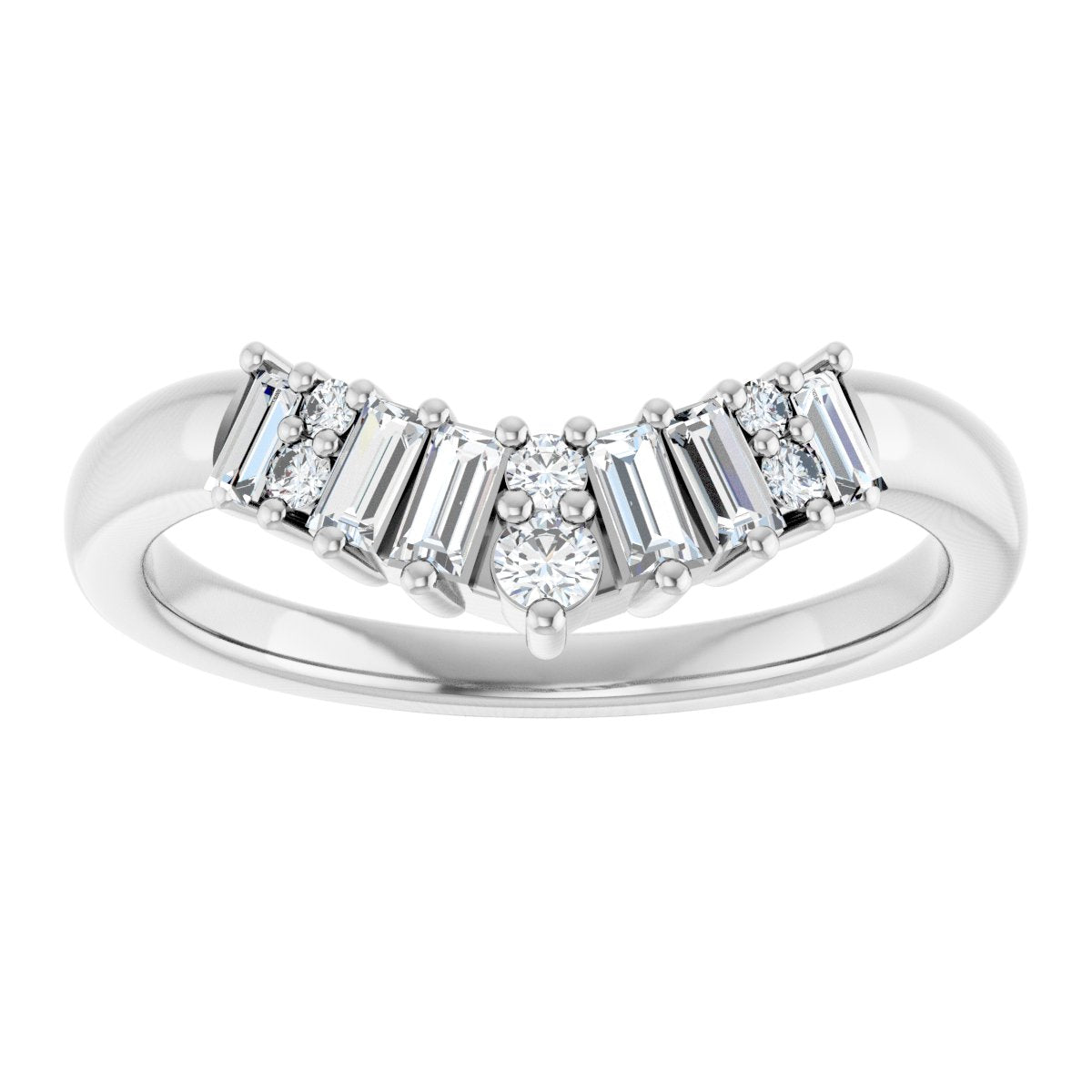 1/3 Ctw Lab-Grown Diamond Contour Band - White Gold - Lab Grown Diamond