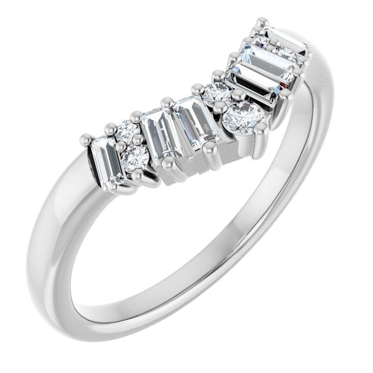 1/3 Ctw Lab-Grown Diamond Contour Band - White Gold - Lab Grown Diamond