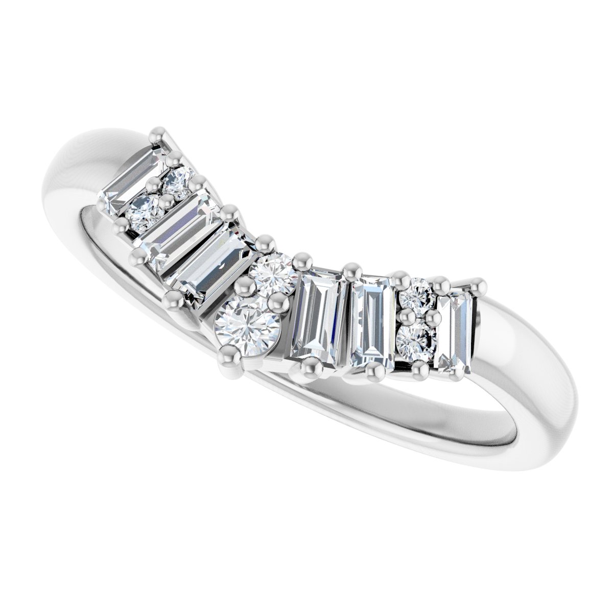 1/3 Ctw Lab-Grown Diamond Contour Band - White Gold - Lab Grown Diamond