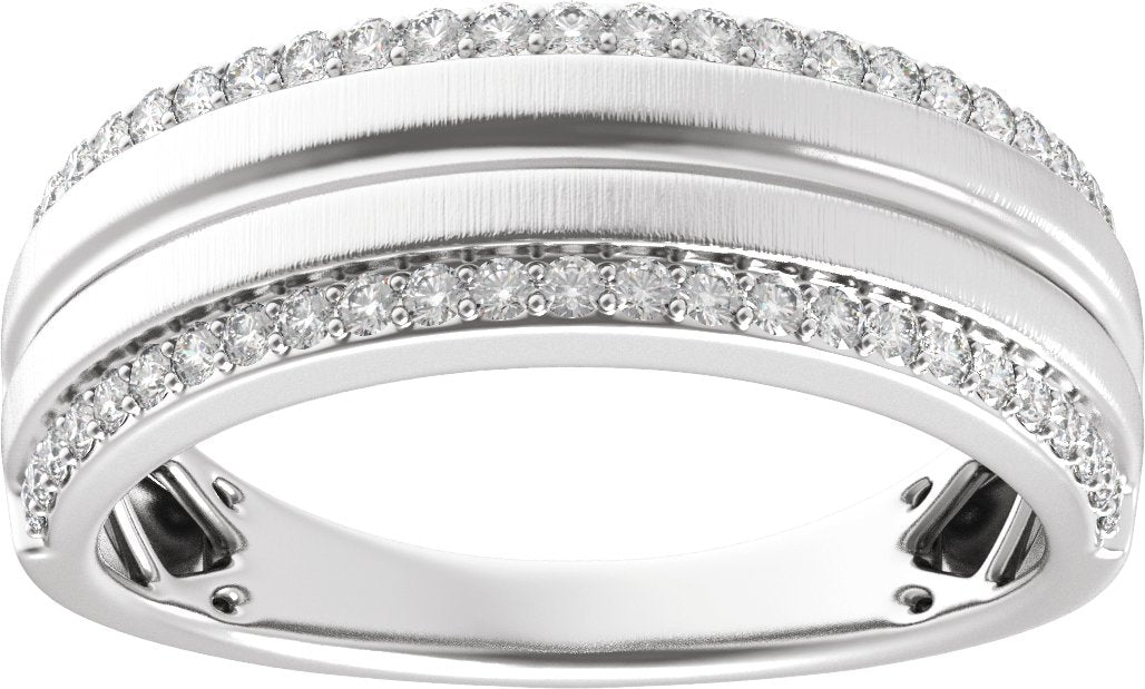 1/2 Ctw Lab Grown Diamond Half Round Accented Tapered Band - White Gold - Lab Grown Diamond
