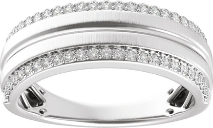 1/2 Ctw Lab Grown Diamond Half Round Accented Tapered Band - White Gold - Lab Grown Diamond