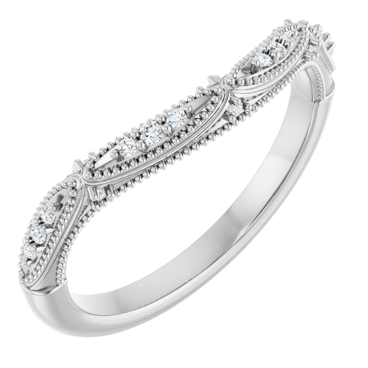 .07 Ctw Lab-Grown Diamond Contour Band - White Gold - Lab Grown Diamond