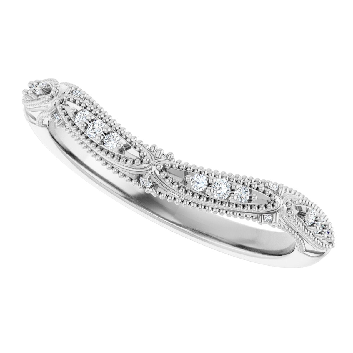 .07 Ctw Lab-Grown Diamond Contour Band - White Gold - Lab Grown Diamond