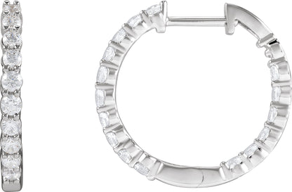 1 Ctw Lab-Grown Diamond Inside-Outside Hoop Earrings