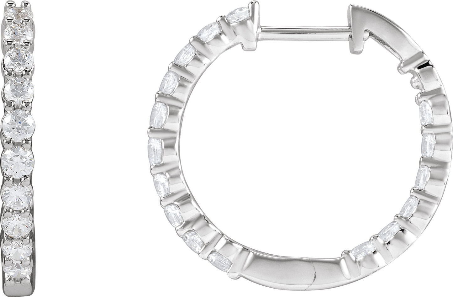 1 Ctw Lab-Grown Diamond Inside-Outside Hoop Earrings