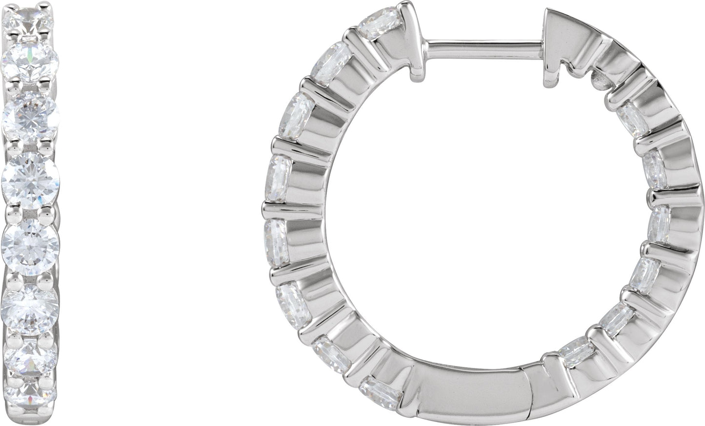 2 Ctw Lab-Grown Diamond Inside-Outside Hoop Earrings