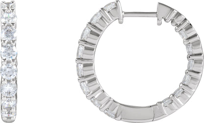 2 Ctw Lab-Grown Diamond Inside-Outside Hoop Earrings