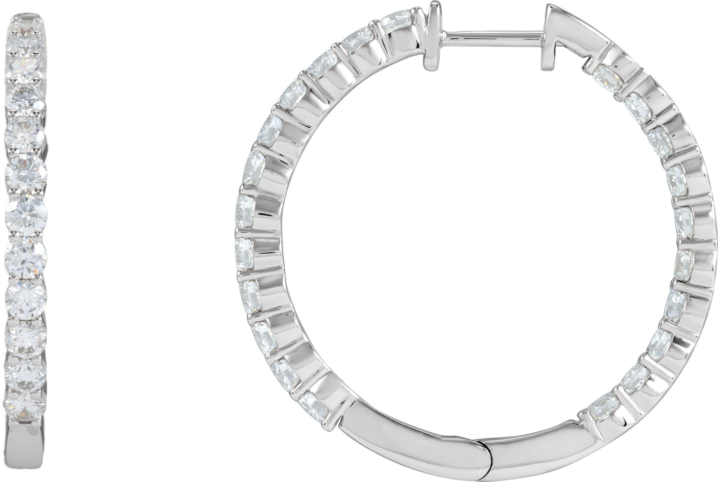 3 Ctw Lab-Grown Diamond Inside-Outside Hoop Earrings