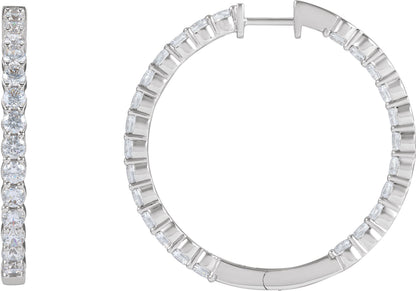 4 Ctw Lab-Grown Diamond Inside-Outside Hoop Earrings