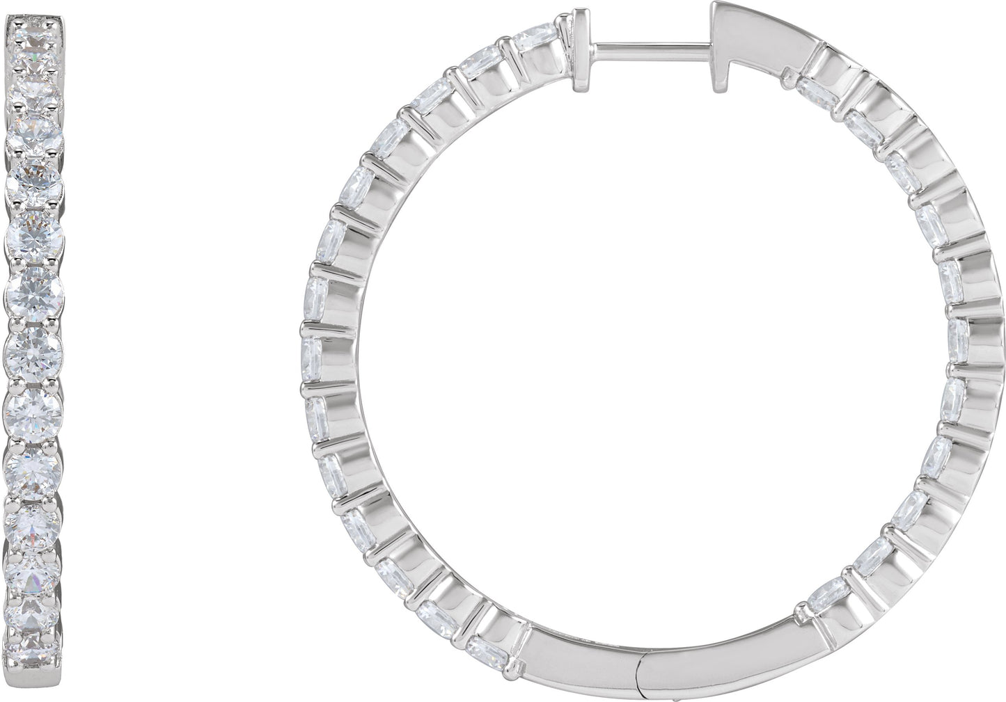 4 Ctw Lab-Grown Diamond Inside-Outside Hoop Earrings