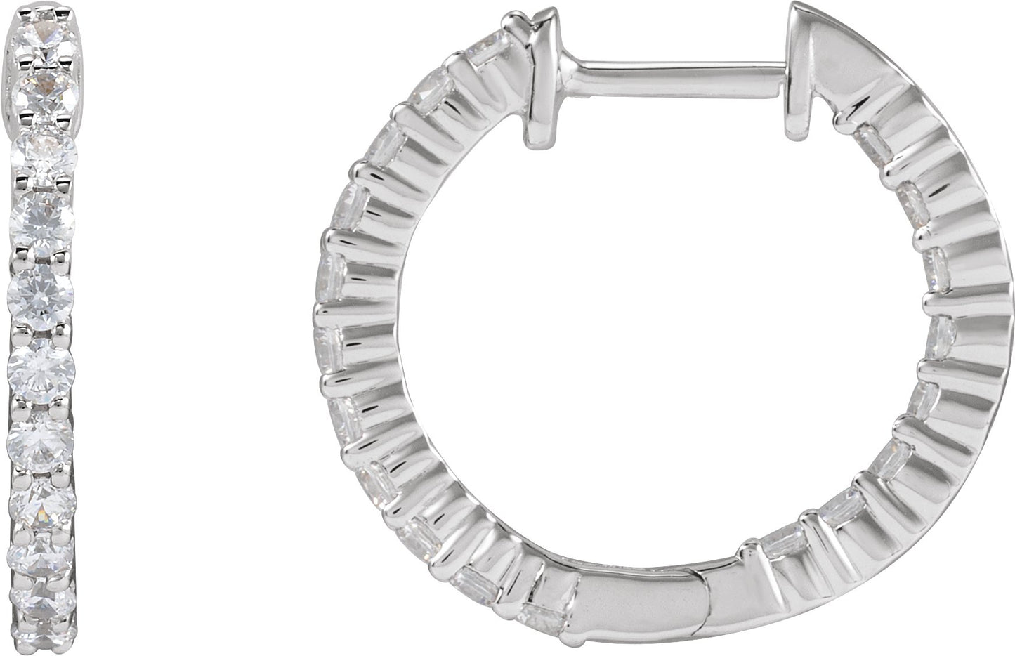 3/4 Ctw Lab-Grown Diamond Inside-Outside Hoop Earrings