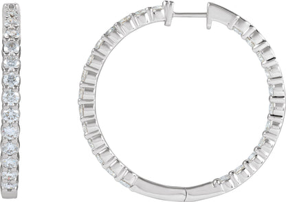 5 Ctw Lab-Grown Diamond Inside-Outside Hoop Earrings