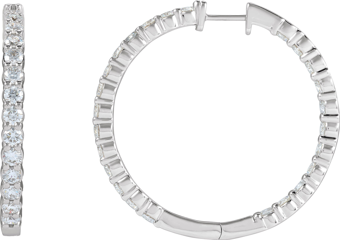 5 Ctw Lab-Grown Diamond Inside-Outside Hoop Earrings