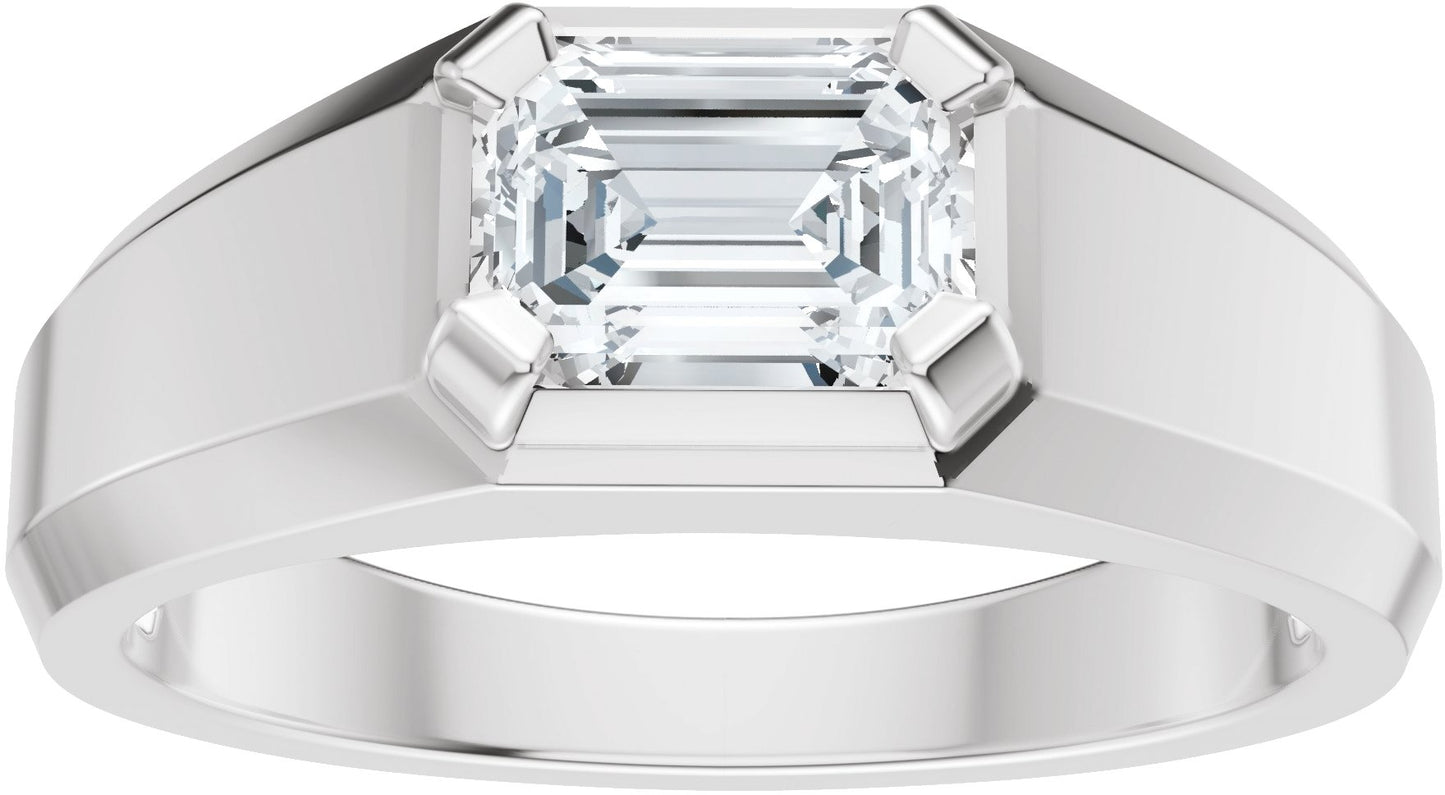 1 Ctw Emerald Lab-Grown Diamond Wedding Band - White Gold - Lab Grown Diamond