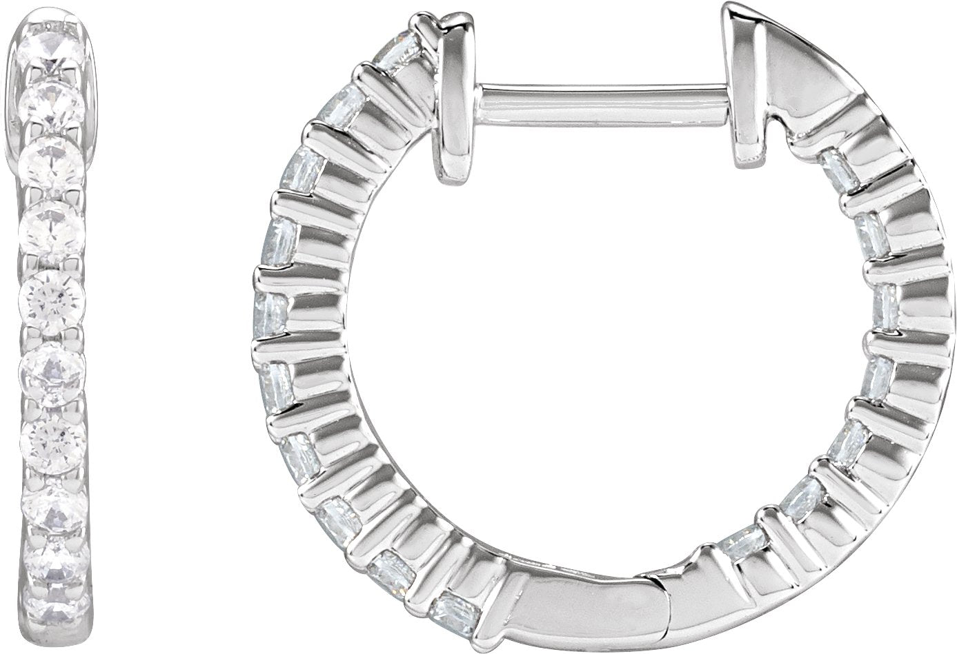 1/2 Ctw Lab-Grown Diamond Inside-Outside Hoop Earrings