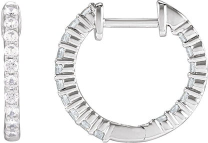 1/2 Ctw Lab-Grown Diamond Inside-Outside Hoop Earrings