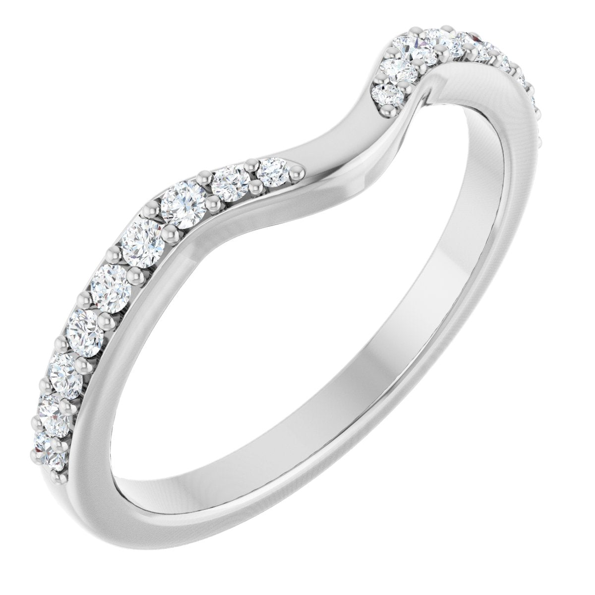 1/5 Ctw Lab-Grown Diamond Contour Band - White Gold - Lab Grown Diamond