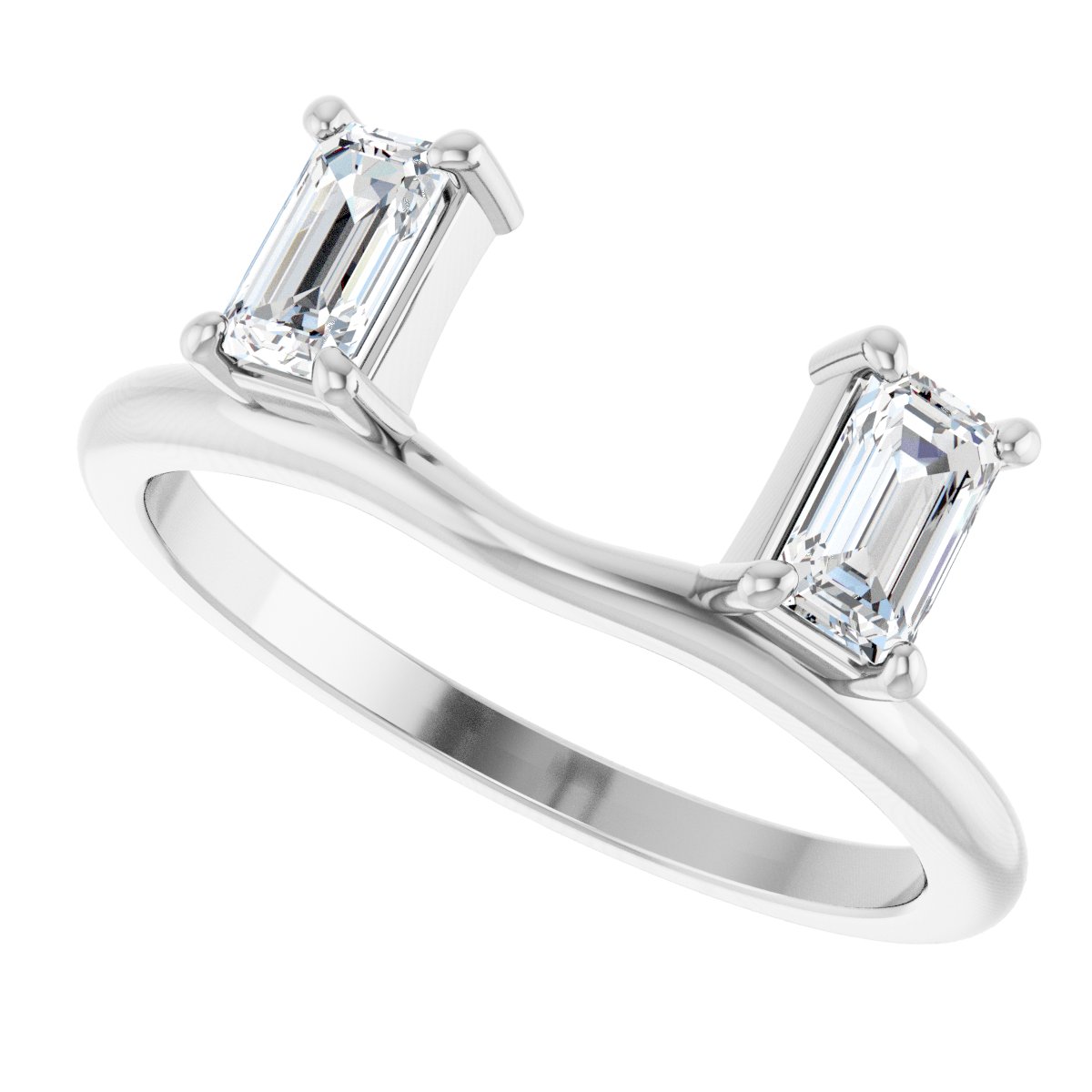 3/4 Ctw Emerald Lab-Grown Wrap-Style Enhancer Ring - White Gold - Lab Grown Diamond