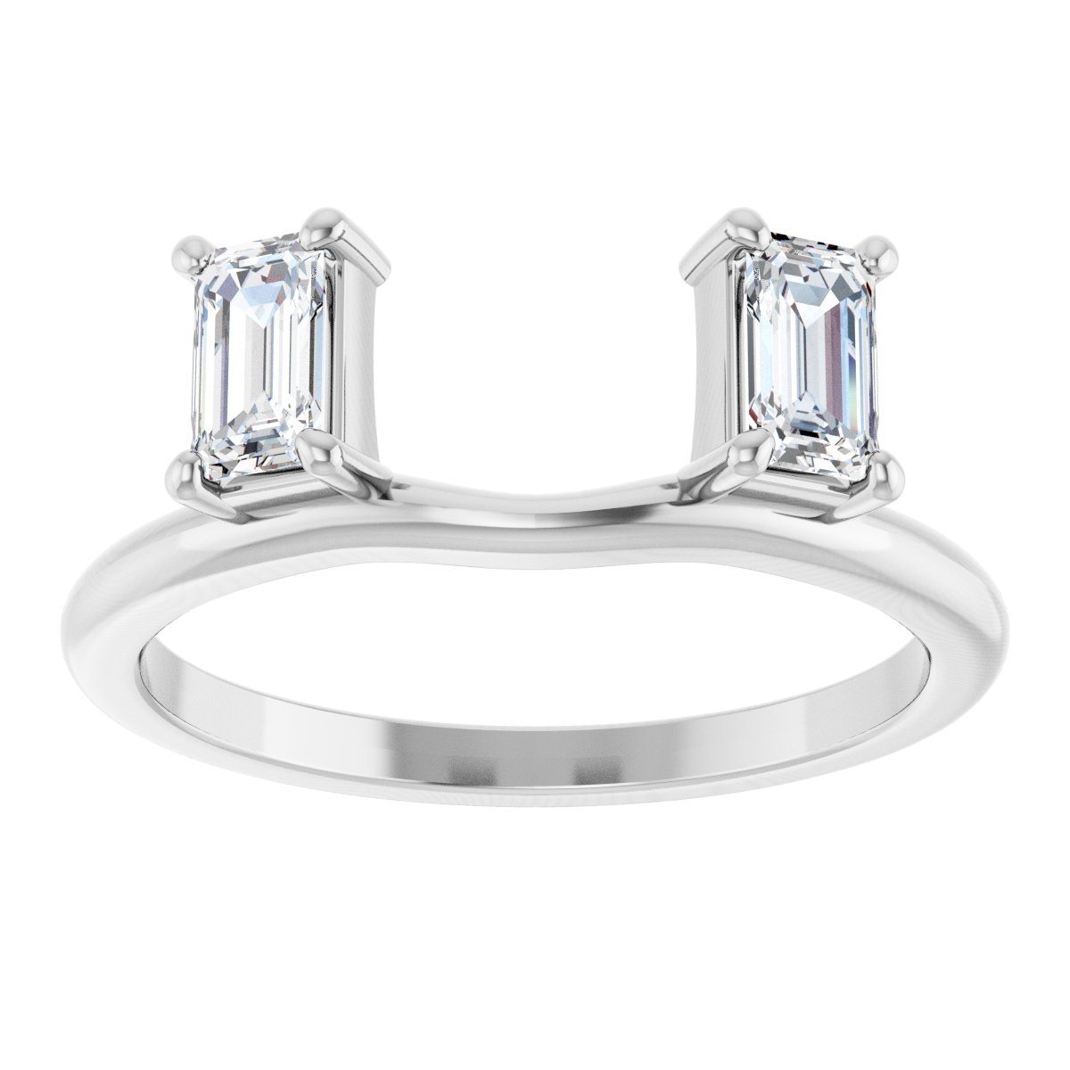 3/4 Ctw Emerald Lab-Grown Wrap-Style Enhancer Ring - White Gold - Lab Grown Diamond