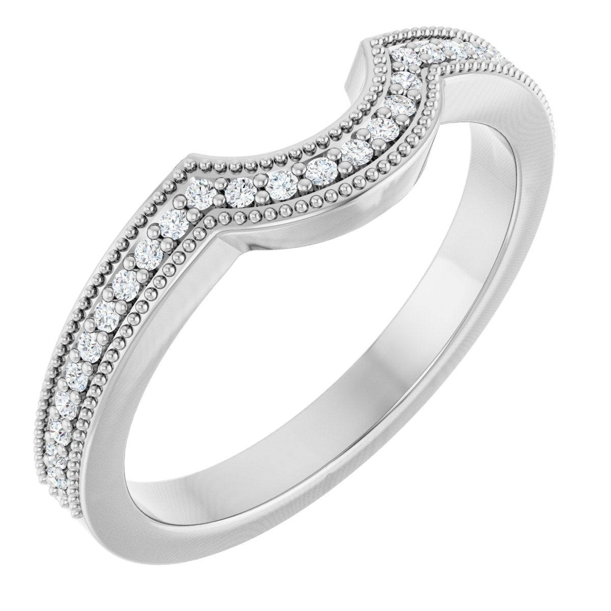 1/8 Ctw Lab-Grown Diamond Contour Band - White Gold - Lab Grown Diamond