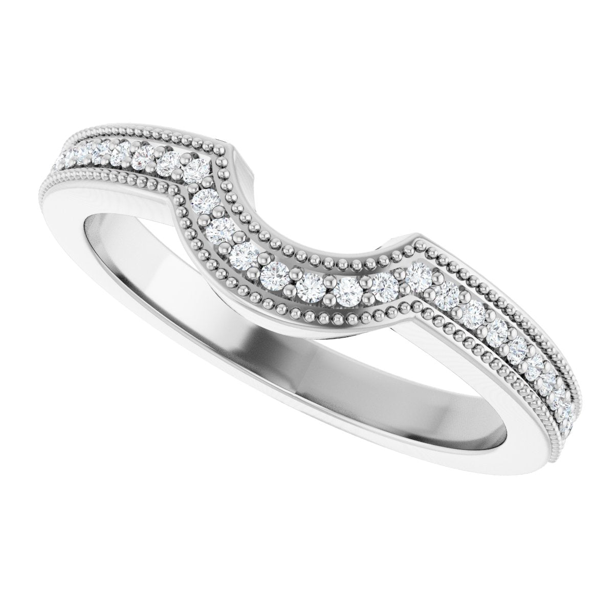 1/8 Ctw Lab-Grown Diamond Contour Band - White Gold - Lab Grown Diamond