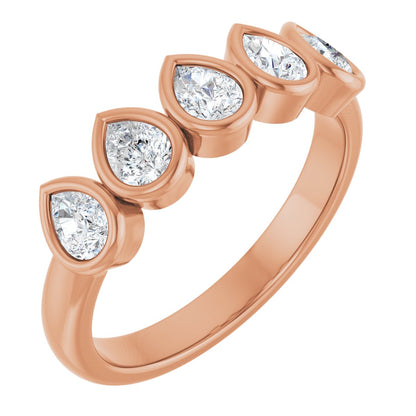 3/4 Ctw Pear Lab-Grown Diamond Anniversary Band