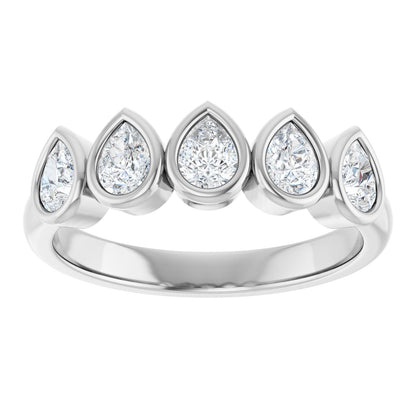 3/4 Ctw Pear Lab-Grown Diamond Anniversary Band - White Gold - Lab Grown Diamond