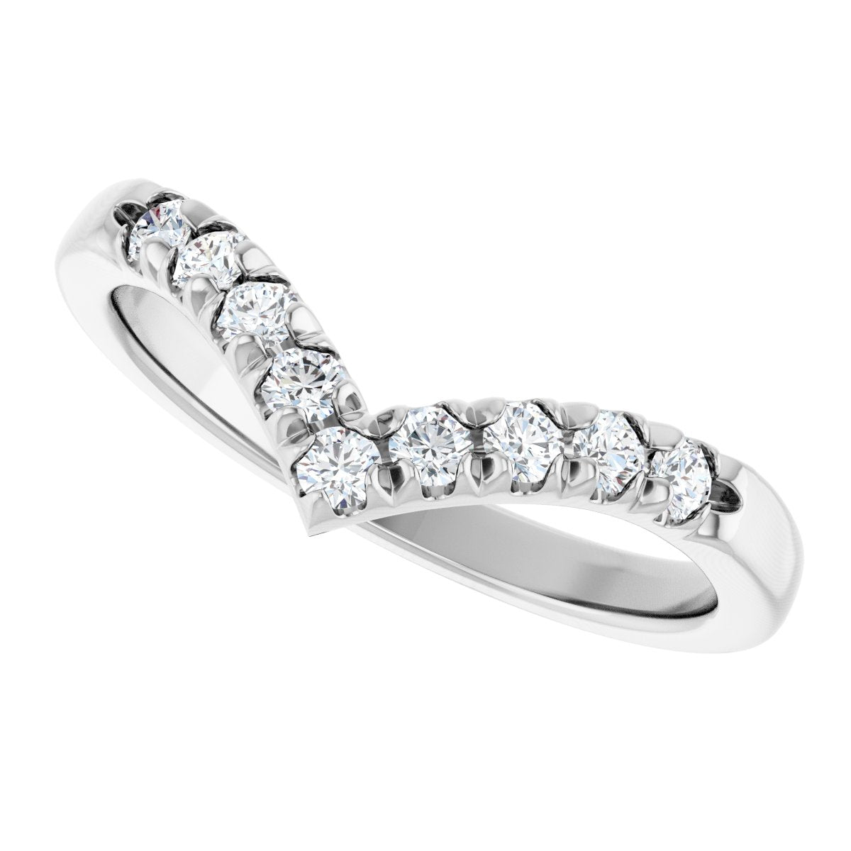1/4 Ctw Lab-Grown Diamond Contour Band - White Gold - Lab Grown Diamond