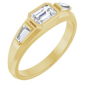 7/8 Ctw Emerald Lab-Grown Diamond Three Stone Band