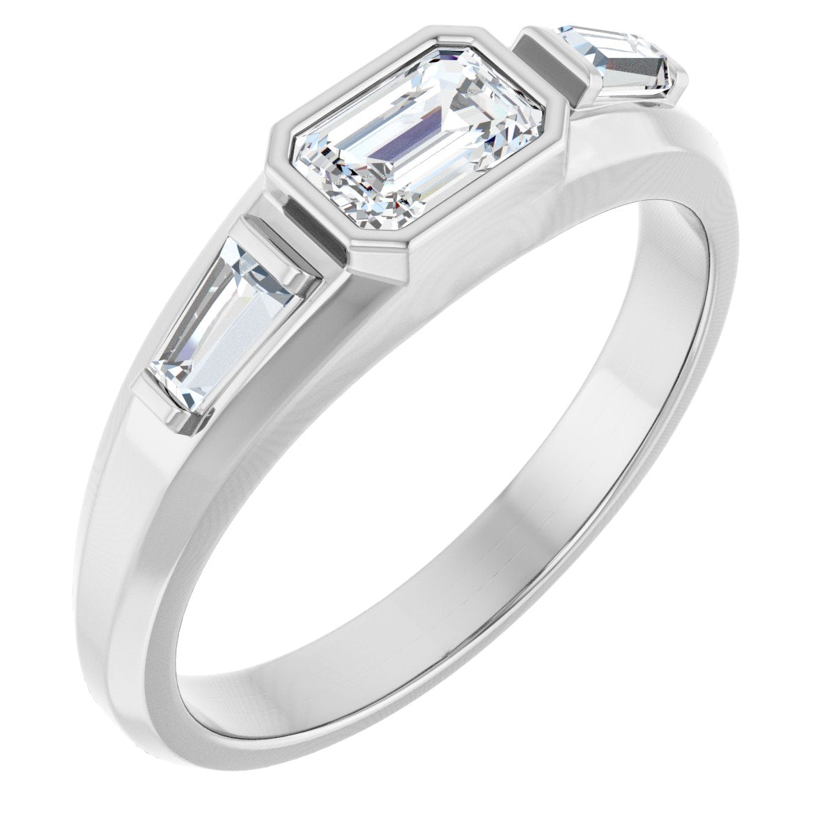 7/8 Ctw Emerald Lab-Grown Diamond Three Stone Band
